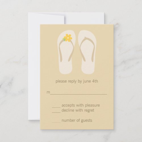 Flip Flops Beach Wedding RSVP Cards - Yellow