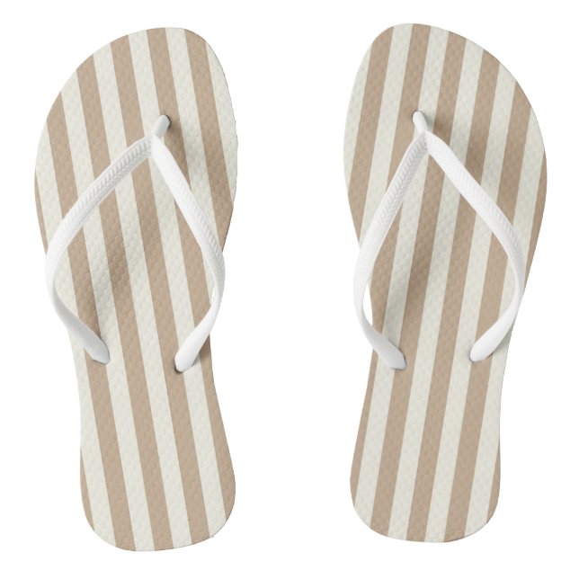 Flip Flops Beige & White Stripe (Footbed)