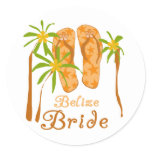Flip Flops Belize Bride Classic Round Sticker