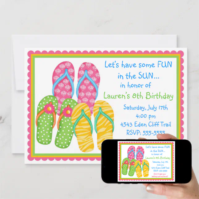 Flip Flops Birthday Invitations | Zazzle