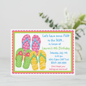 Flip Flops Birthday Invitations | Zazzle