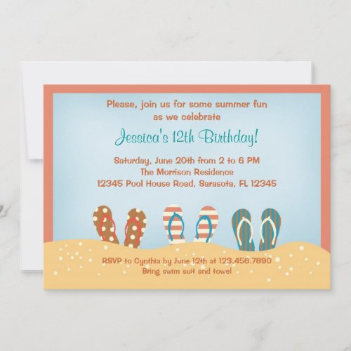Flip Flops Birthday Party Invitation