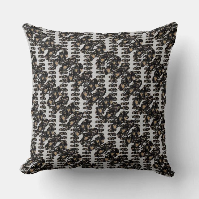 Flip Flops Black n Grey Design Throw Pillow (Front)