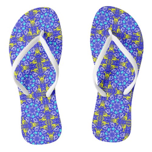 Flip flops blue mosaic mandala