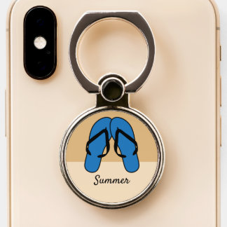 Flip Flops Blue Personalized Name Phone Ring Stand