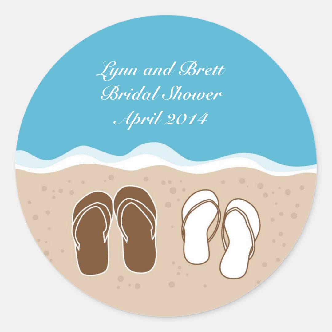 Flip Flops Bridal Shower Favor Sticker Zazzle