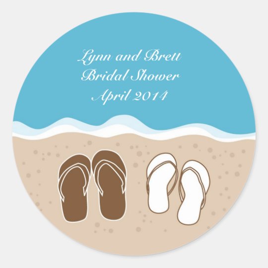 Flip Flops Bridal Shower Favor Sticker
