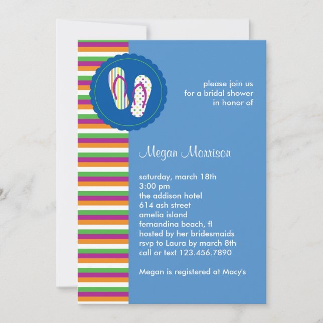 Flip Flops Bridal Shower Invitation (Front)