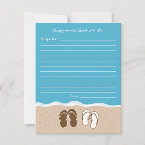 Flip Flops Bridal Shower Recipe Card