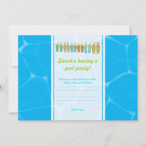 Flip Flops by the Pool Custom Invites