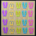 Flip Flops Cloth Napkins<br><div class="desc">These Flip Flops Napkins (set of 4)features a sandy background, colorful flip flops in purple, yellow, blue, pink and green with orange flowers. Perfect for kitchen or dinning room. Also makes a wonderful housewarming gift! Available in two sizes; 20" x 20" dinner size or 12"x12" cocktail size. Matching items include;...</div>