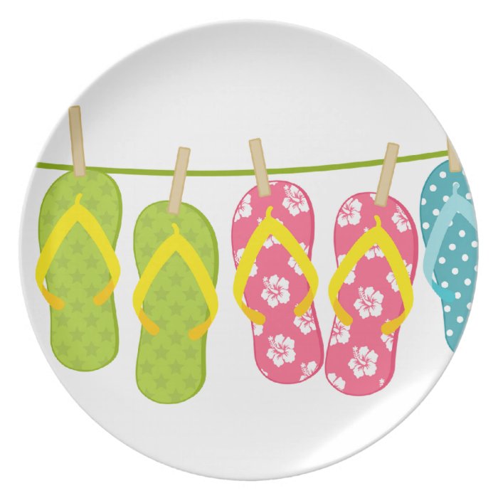 Flip Flops ClothesLine Dinner Plates