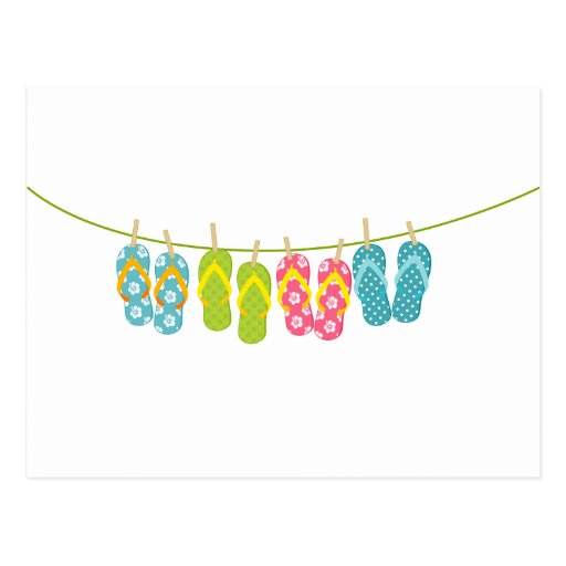 Flip-Flops ClothesLine Postcard | Zazzle