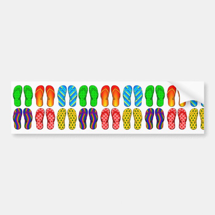 Flip Flops Colorful Fun Beach Theme Summer Gifts Bumper Stickers