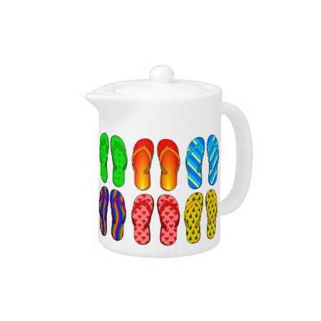 Flip Flops Colorful Fun Beach Theme Summer Gifts Teapot