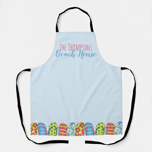 Flip Flops Colorful Personalized Beach House Apron (Front)