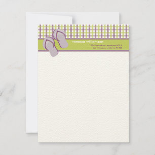 Flip Flops Custom Flat Note Cards (lime/lavender)