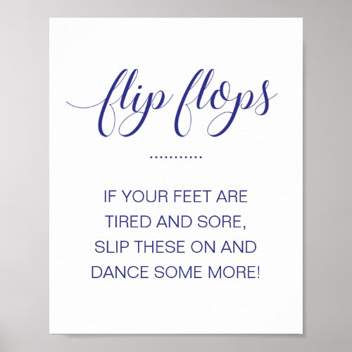 Flip Flops Dancing Shoes Navy Blue Wedding Sign
