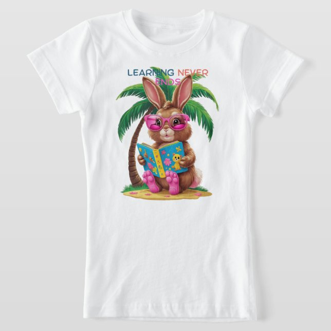 🐰👓📖 Flip-Flops & Fiction – Bunny Edition T-Shirt (Laydown)