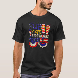 Flip Flops Fireworks & Freedom 4 Th Of July Patrio T-Shirt