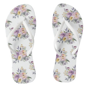 Flip Flops Floral Victorian Purple Pink Flowers 
