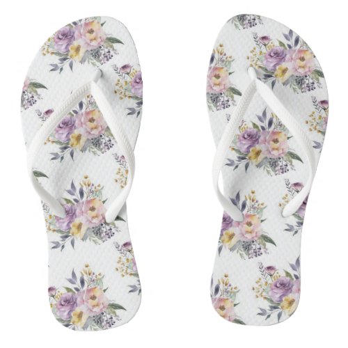 Flip Flops Floral Victorian Purple Pink Flowers