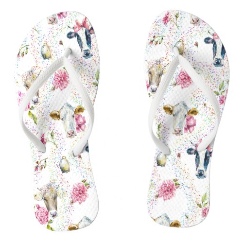 Flip Flops for Her with Cow Design