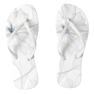 Flip Flops for Women Veil Covered White Hibiscus