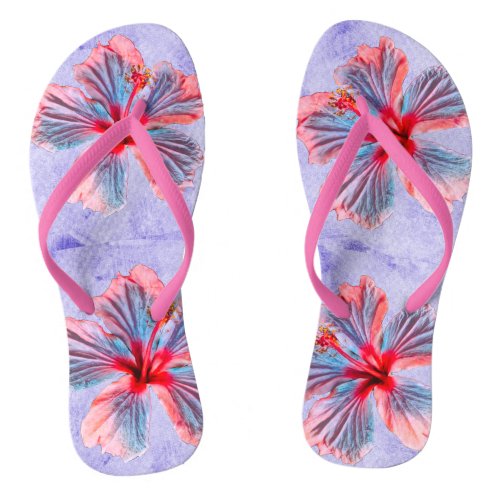 Flip Flops for Women with Edited Hibiscus Flowers