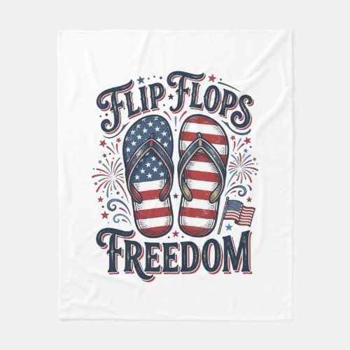 Flip Flops Freedom Patriotic Summer Shirt Design_1 Fleece Blanket