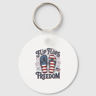 Flip Flops Freedom Patriotic Summer Shirt Design_1 Keychain
