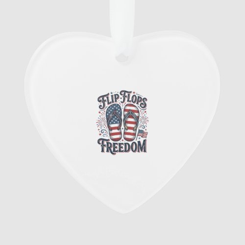 Flip Flops Freedom Patriotic Summer Shirt Design_1 Ornament