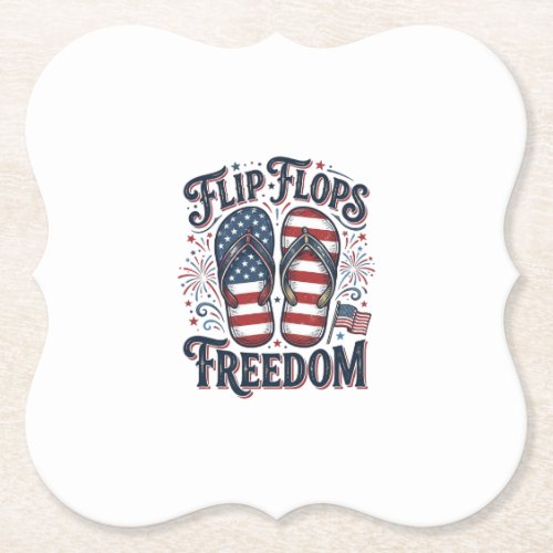 Flip Flops Freedom Patriotic Summer Shirt Design_1 Paper Coaster