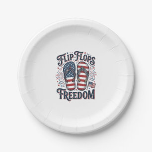 Flip Flops Freedom Patriotic Summer Shirt Design_1 Paper Plates
