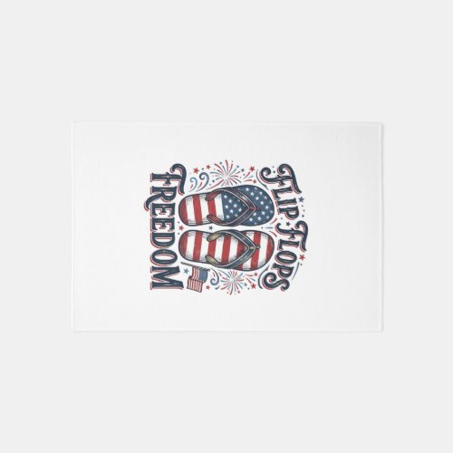 Flip Flops Freedom Patriotic Summer Shirt Design_1 Rug