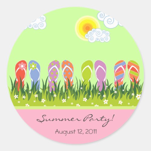 Flip Flops Fun In The Sun Summer Party Sticker