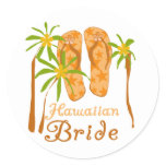 Flip Flops Hawaiian Bride Classic Round Sticker
