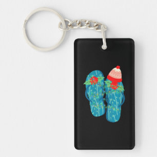 Flip Flops Hawaiian Xmas Summer Vacation Keychain