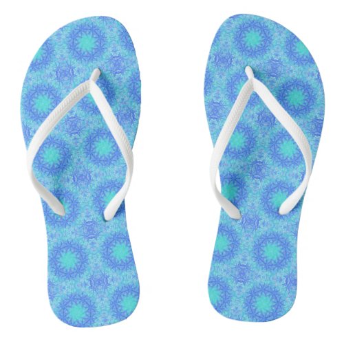 Flip flops in blue mandala design