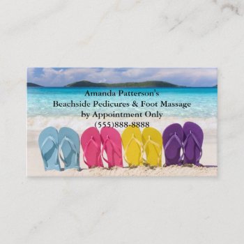 Flip Flops In The Sand Business Card by Pizazzed at Zazzle