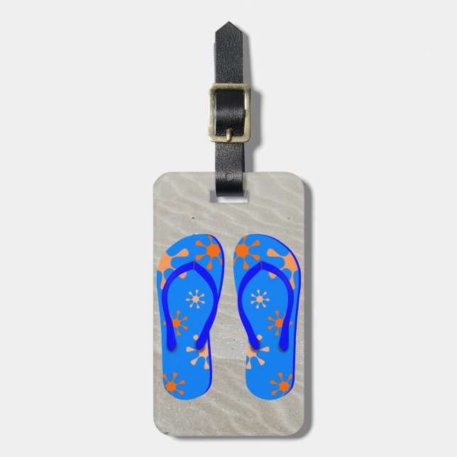 Flip Flops in the Sand Luggage Tag (Front Vertical)