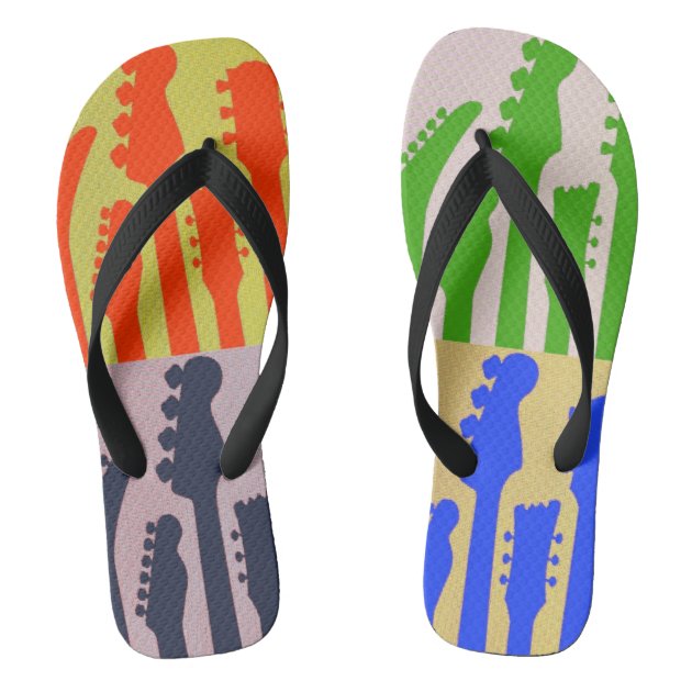 multi colored flip flops