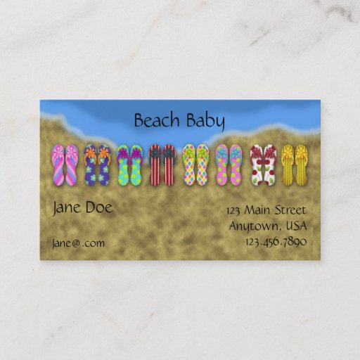 Customizable Flip Flops Ocean Profile Card Business Cards
