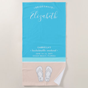 Flip Flops on Beach Cute Monogrammed Bridesmaid Towel