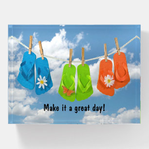 Flip-Flops On Clothesline Paperweight