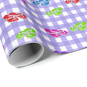 Flip-flops on Gingham Wrapping Paper