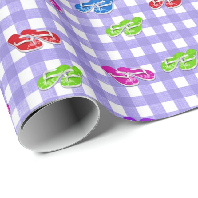 Flip-flops on Gingham  Wrapping Paper (Roll Corner)