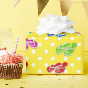 Flip-flops on Polka Dots Wrapping Paper