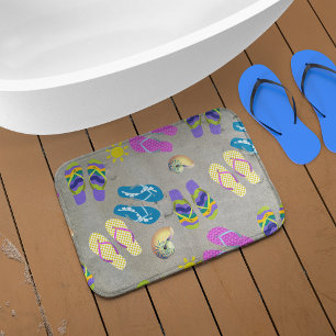 Flip Flops On The Beach Bathroom Mat