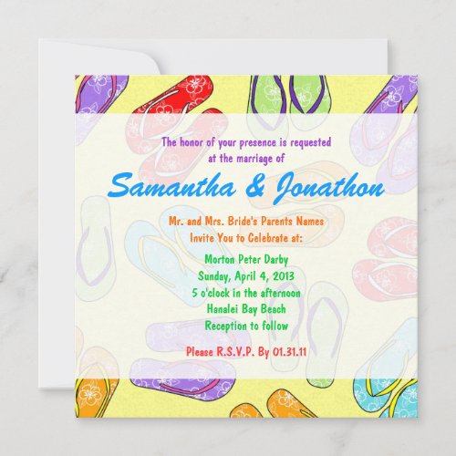 Flip Flops on the Beach Casual Wedding Invitation